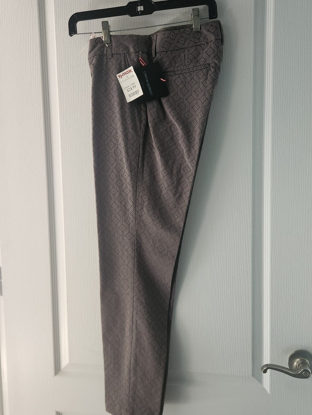 Women's Gray Patterned Dress Pants